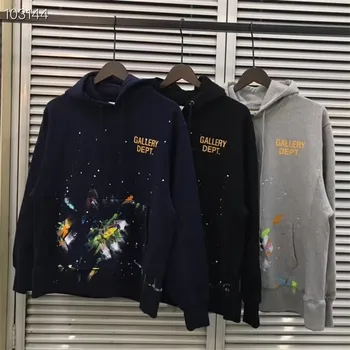 

20FW Hip-hop TOP Thick Manual Splash ink Gallery Dept Hoodie Hooded Streetwear Graffiti Gallery Dept Vintage Pullover
