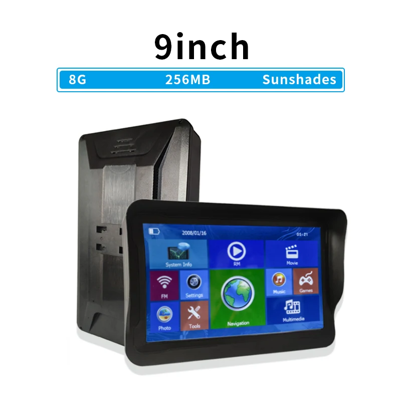 Автомобильный навигатор GPS 9 дюймов HD LCD емкостный экран 8G + 256 МБ солнечные оттенки