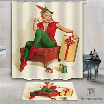 

Custom pin-up-girl (2) Waterproof Shower Curtain Doormat Home Bath Bathroom Polyester Fabric Multi Sizes#2019-1-05-69