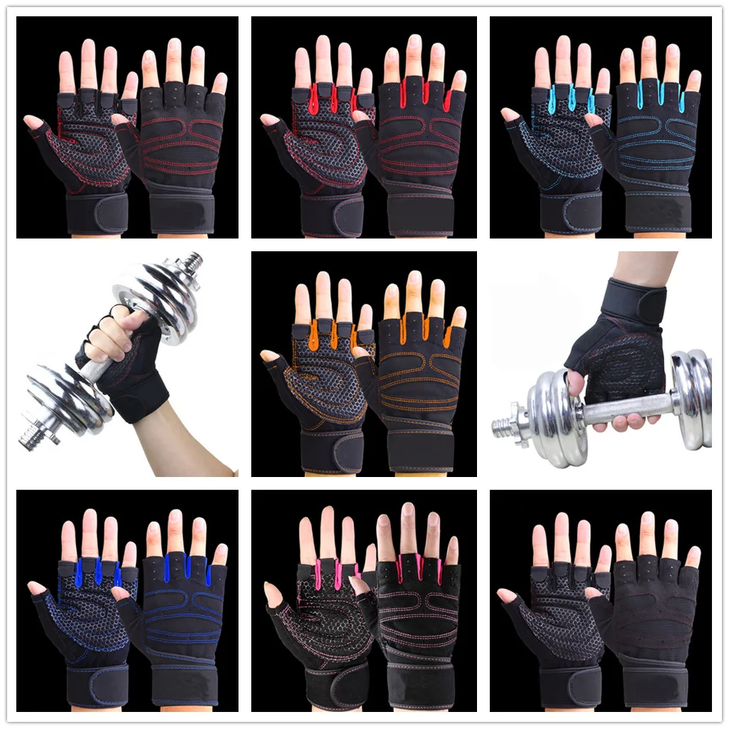 Gym Fitness Gloves Power Weight Lifting Women Men Crossfit Workout Bodybuilding Thin Breathable Non-slip Half Finger GYM Gloves