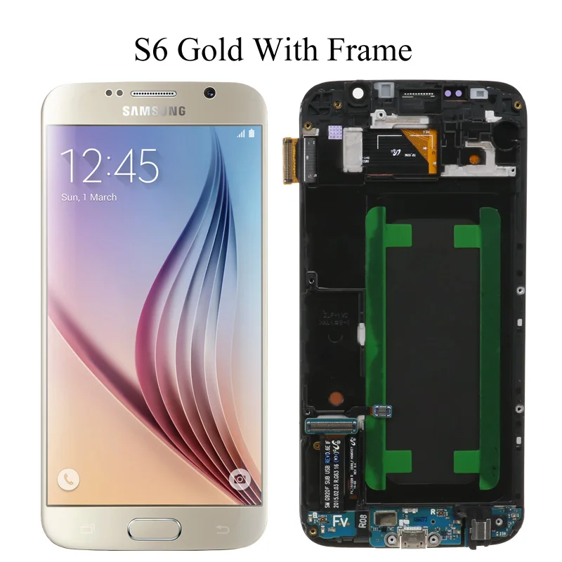 5,1 ''Супер AMOLED замена lcd S6 для SAMSUNG GALAXY S6 G920 SM-G920F G920F G920FD кодирующий преобразователь сенсорного экрана в сборе - Цвет: G920F Gold Frame
