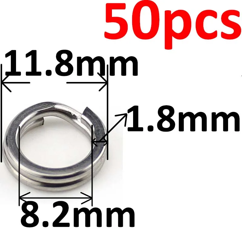 50 шт/100 шт Нержавеющее стальное разъемное кольцо диаметром от 4 мм до 12 мм сверхмощное рыболовное двойное кольцо соединитель рыболовные аксессуары - Цвет: 12