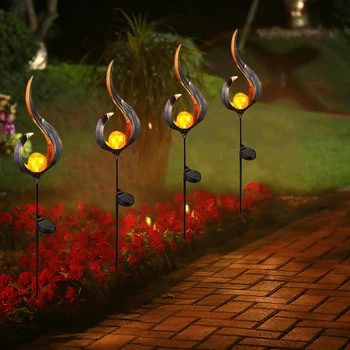 

Simulate Solar LED Light Flame Waterproof Walkway Path Lawn Lantern Lamp for Household Outdoor Courtyard Ornament