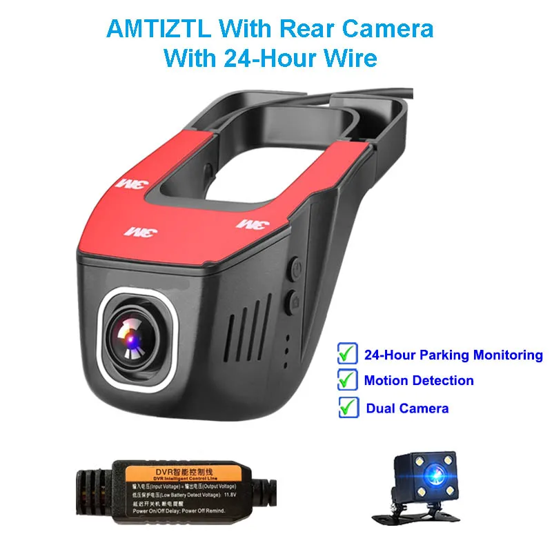 Jabriel 1080P Автомобильный видеорегистратор 24 часа видео рекордер камера заднего вида для mitsubishi lancer outlander asx suzuki swift Jimny, Vitara - Название цвета: AMTIZ Tow Cam Line