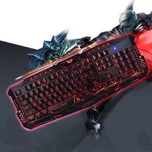 J60 профессиональная игровая клавиатура и мышь набор проводных трех цветов трещины светодиодный подсветка игровая клавиатура Поддержка Русский Английский