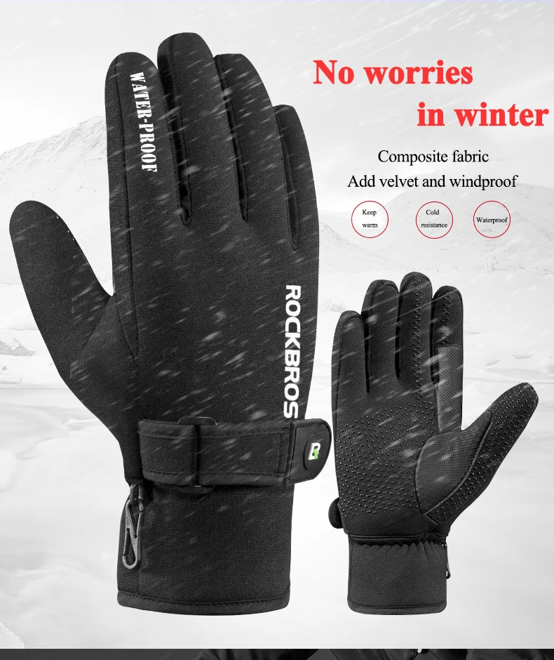 RockBros зимние теплые флисовые велосипедные перчатки-20 градусов Цельсия водонепроницаемые велосипедные перчатки лыжные перчатки Guantes Ciclismo