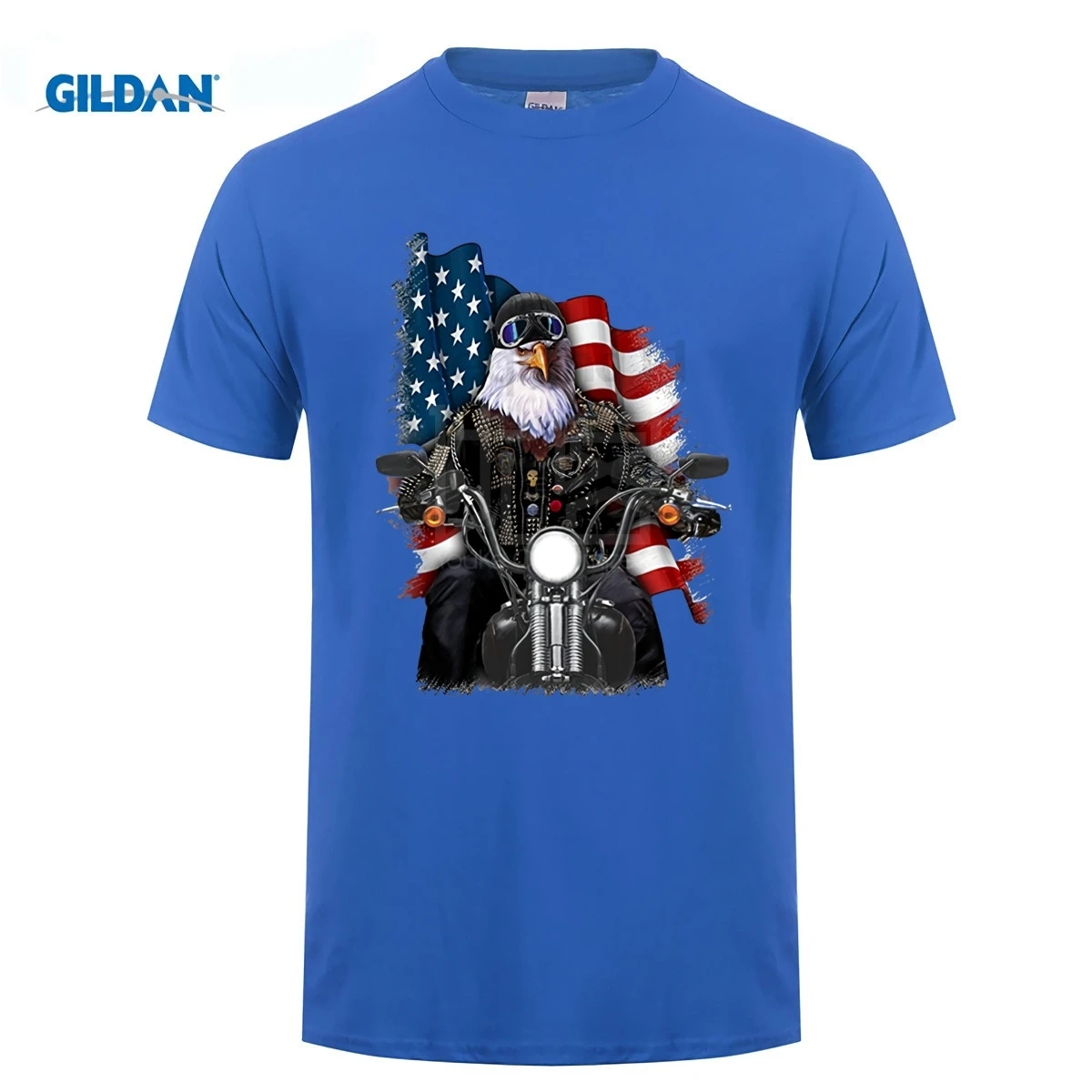 T-Shirt, America Bald Eagle as Biker Riding Motorcycle