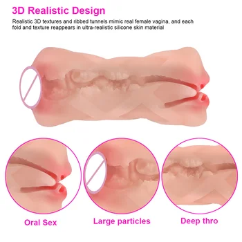 15cm Pump Penis Enlargement Sex Toys For Men Adult Male Masturbator Machine Realistic Vagina Mouth Real Pussy 2 In 1 Erotic Shop 4