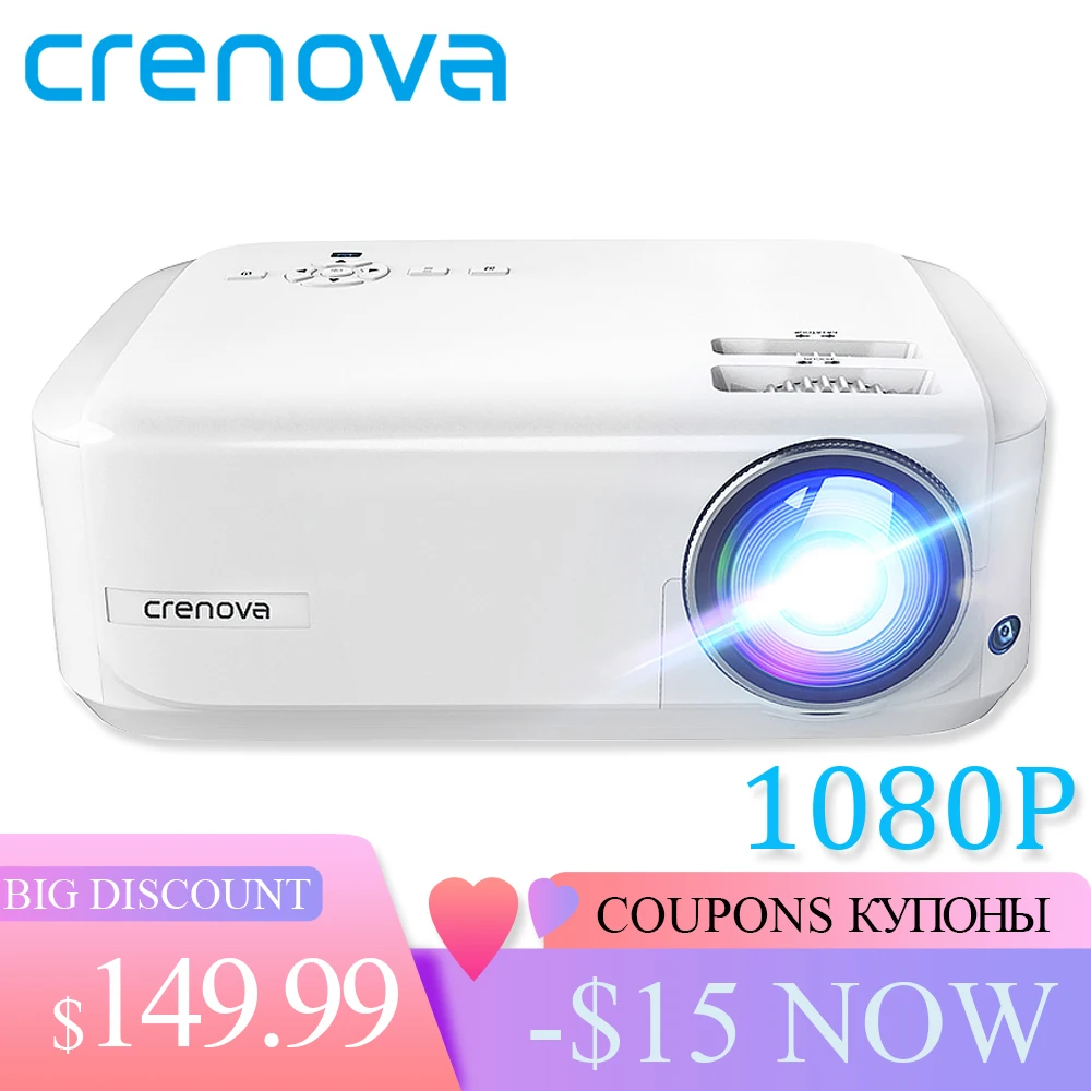 CRENOVA Full HD 1080P Android проектор 6000 люмен 7.1.2 OS 3D видео Поддержка 4K Dolby 2G 16G домашний
