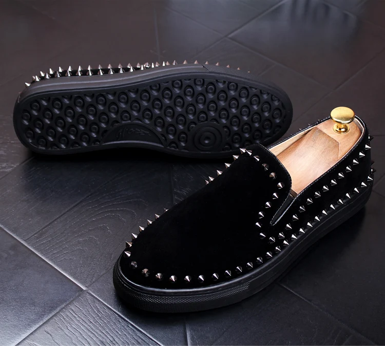 

Fashion Men Casual Shoes Business Rivet Scrub Leather Shoes Hair Stylist Flats Male Loafers Men Leather Shoes zapatillas hombre