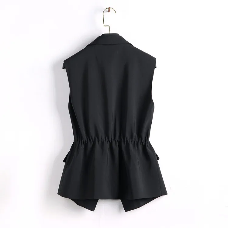 Nova Moda Feminino Terno Colete Estilo Curto Cintura Elástica Magro Elegante Escritório Tamanho Grande Topos Preto Branco Jaquetas M-3xl ol 4 estilo curto cintura elástica magro elegante escritório