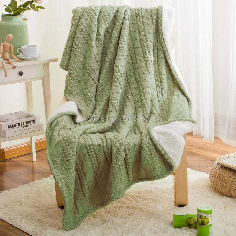 Плотное вязаное одеяло большого размера Двухслойное плотное вязаное плюшевое мягкое теплое одеяло зимняя кровать диван тв Флисовое одеяло