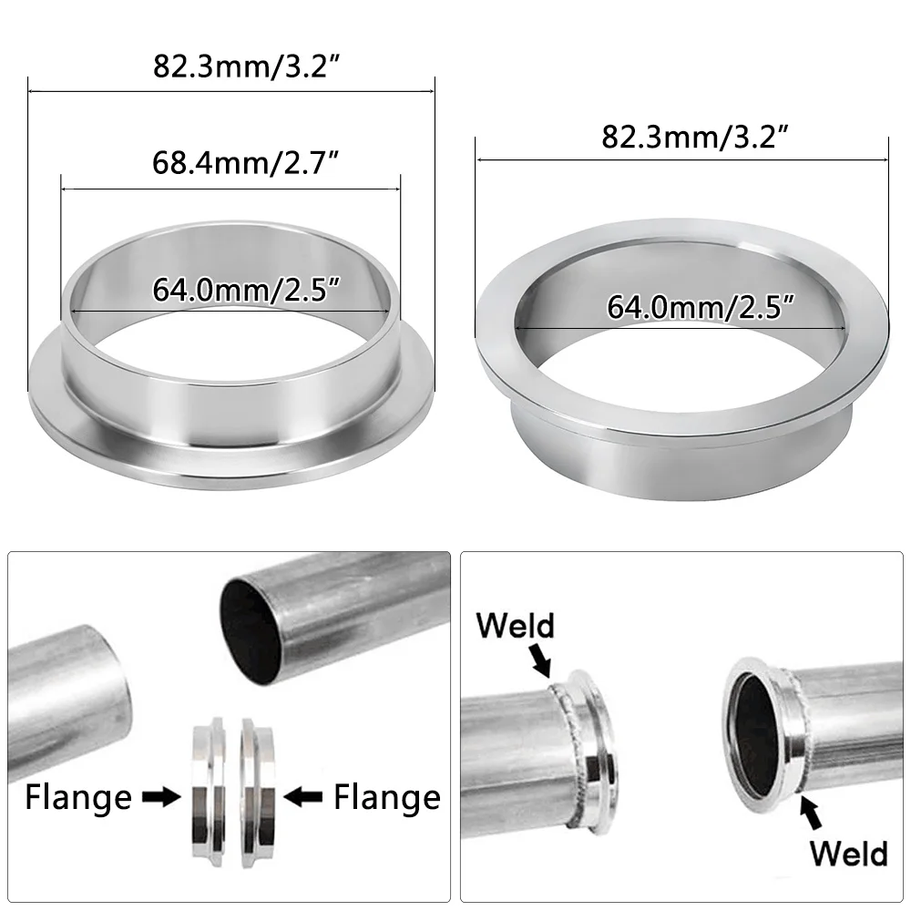 VR-(2PC/LOT) 2.5" V-Band Flange High Quality Stainless Steel 304 FEMAL & MALE OR NORMAL V Band Flange VR-VFM25/VFN25