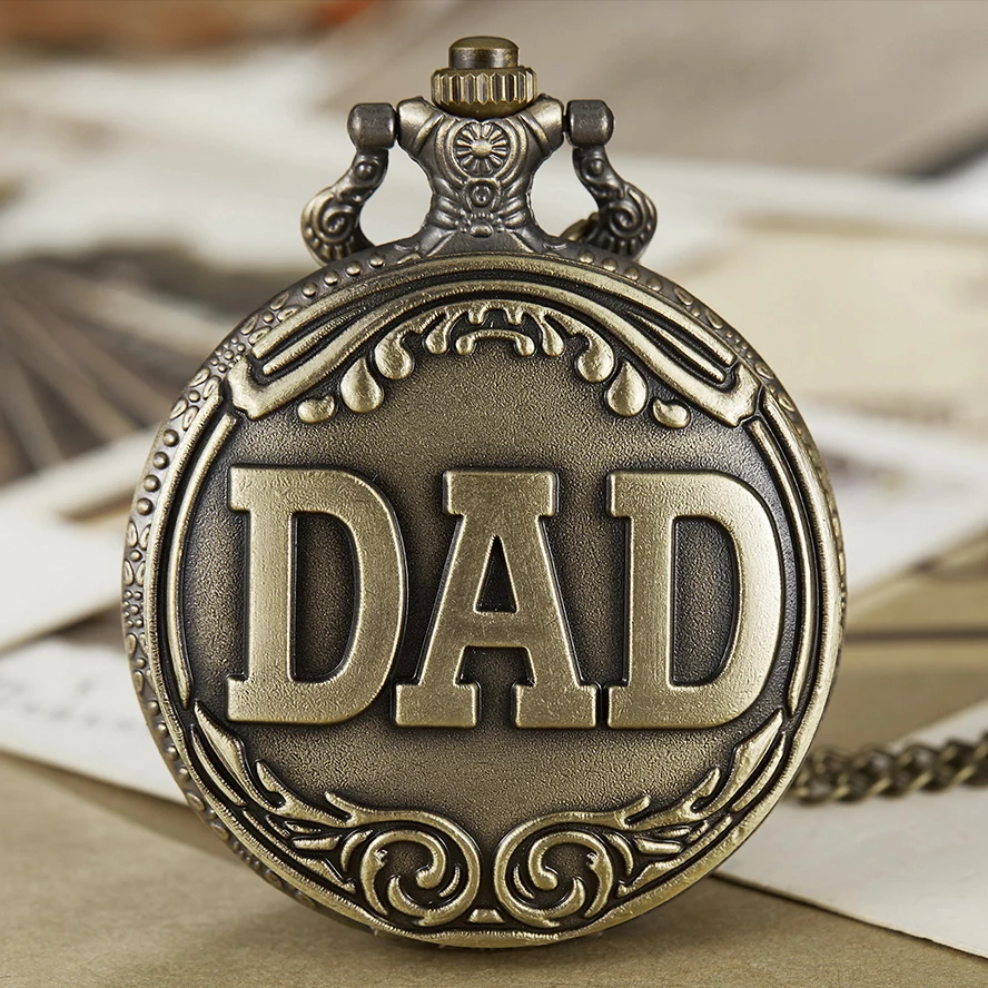 Карманные часы ко Дню отцов с надписью MY GREAST DAD лучшая идея для папы лазерной