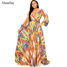 Весеннее богемное шифоновое женское летнее пляжное платье с длинным рукавом и большим подолом и поясом, элегантные длинные платья макси с цветочным принтом