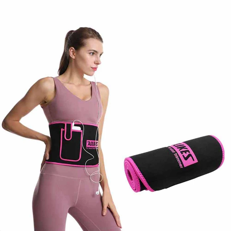 Women Adjustable Trainer Waist Support Fitness Belt Sweat Fitness Waist Support Belt With Sport Protection Back Absorb Pocket