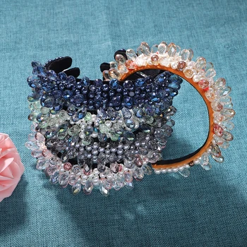 

Girlgo Personality Street Style Headband Baroque Exaggerated Crystal Pearls With Headband Catwalk Dance Multicolored Hairdband