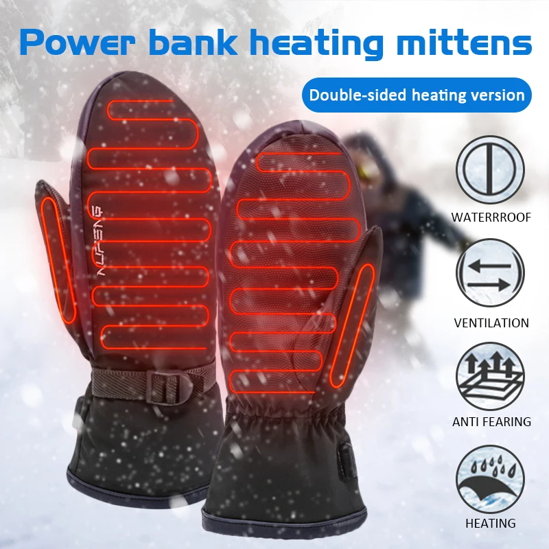 Mens Full Finger Heated Gloves Womens Child Warm Cycling Touch Screen Waterproof Windproof Electric Heating Mitten | Спорт и