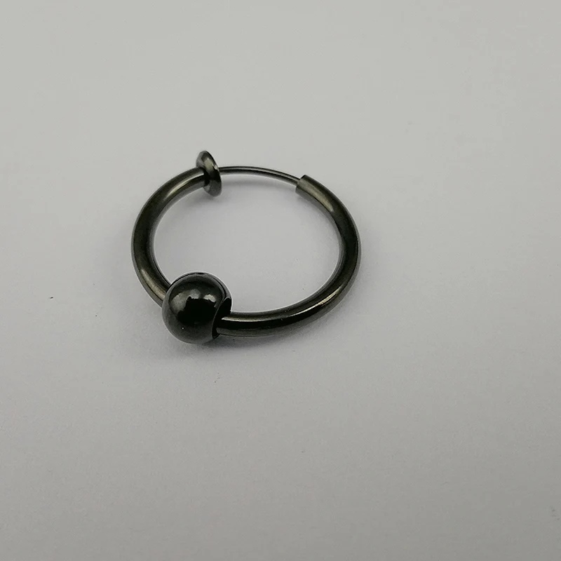 black -Beaded Поддельные Пирсинг нос кольцо для трагуса септума сексуальные ювелирные изделия губы кольца серьги нос кольцо клип Ювелирные изделия из нержавеющей стали - Окраска металла: black -Beaded