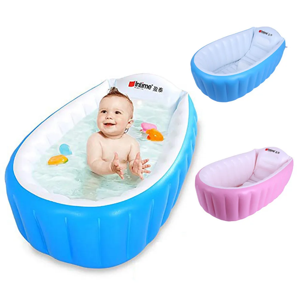 

Baby Tubs Inflatable tub Portable children inflator bathtub cushions warm folding Bath & Shower Products blue,pink PVC Babies