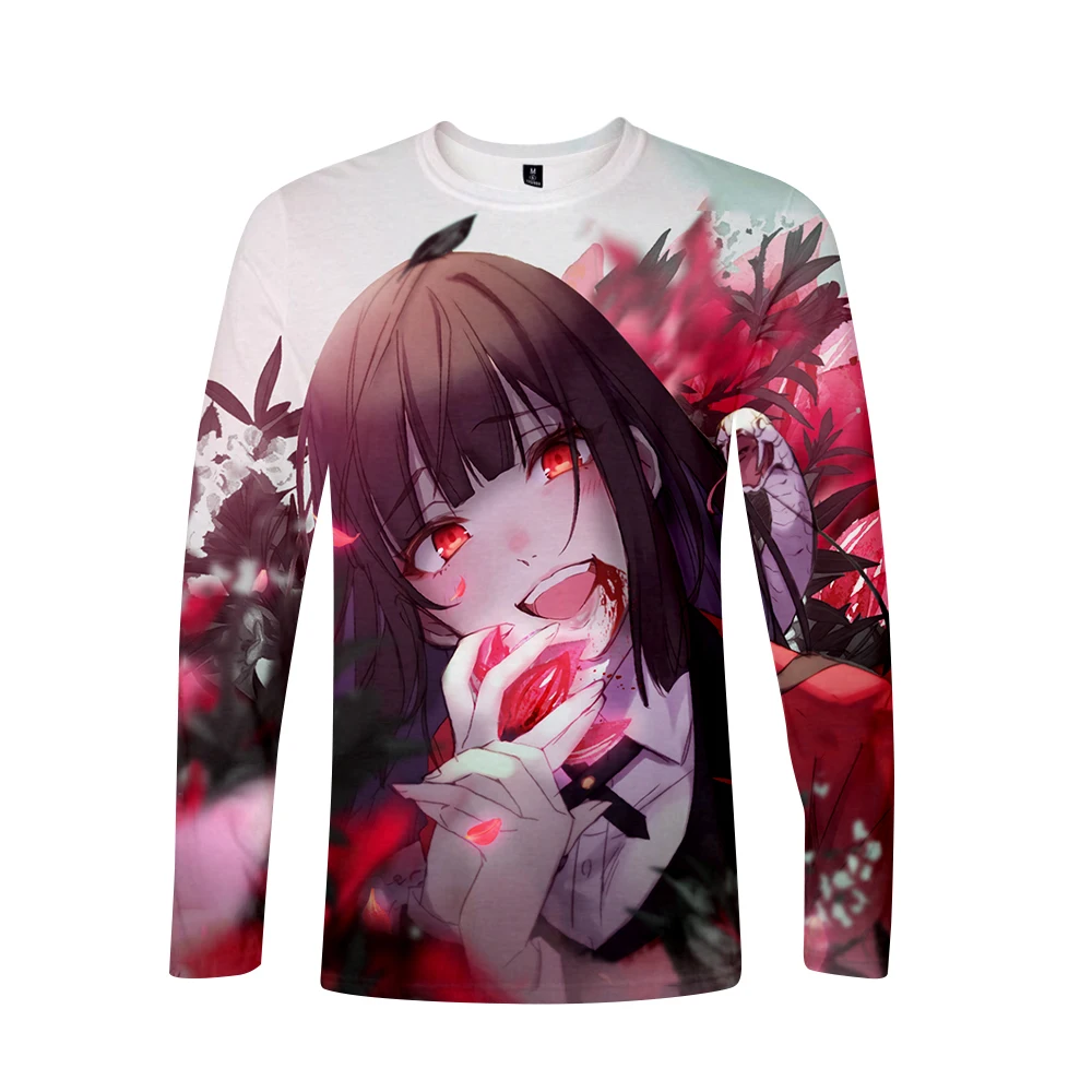 Kakegurui/футболка Летняя футболка с длинными рукавами и принтом Новая футболка модная повседневная футболка с длинными рукавами крутая летняя футболка