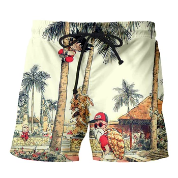 

Men's Hipster Summer Quick Dry Beach Board Boxer Shorts Trunks 2018 3D Dragon Ball Z Kid Goku Printed Boardshorts With Pockets
