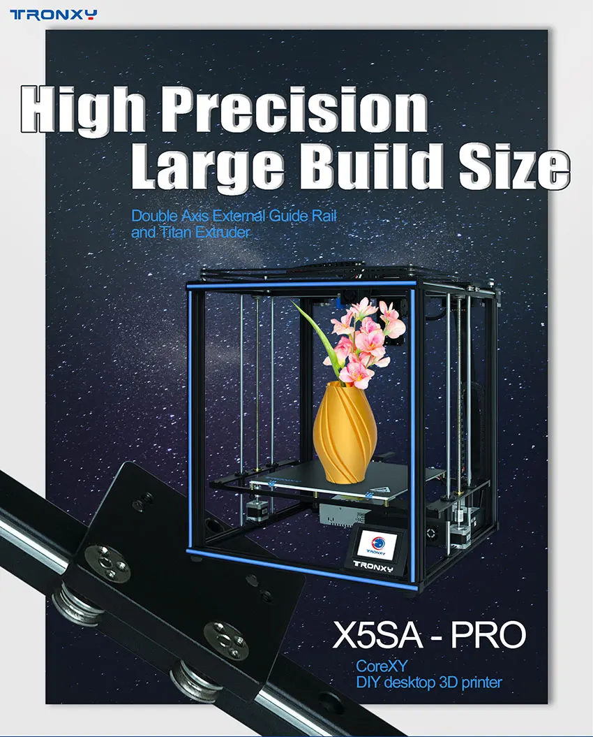 Tronxy Новое поступление X5SA PRO Модернизированный 3d принтер FDM линейный направляющий рельс высокой точности Titan экструдер DIY комплект стабильная материнская плата