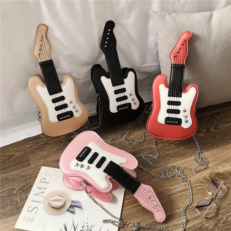 Women's Shoulder Bag Mini Guitar Shape Crossbody Bag Women Cute Messenger Bag 2022 New Creative Personality Pu Bag 2