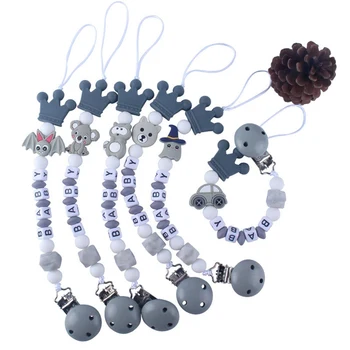 

Baby Infant Cartoon Pattern Silicone Pacifier Chain DIY Baby Bite Molar Pacifier Chain Holder Teether Chain