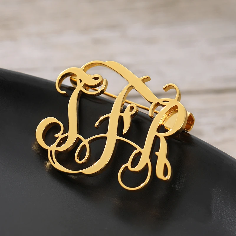 Custom Name Label Brooches Pins For Women Men Gold Silver Stainless Steel Monogram Brooch Party Wedding Bar Jewelry Gift | Украшения и