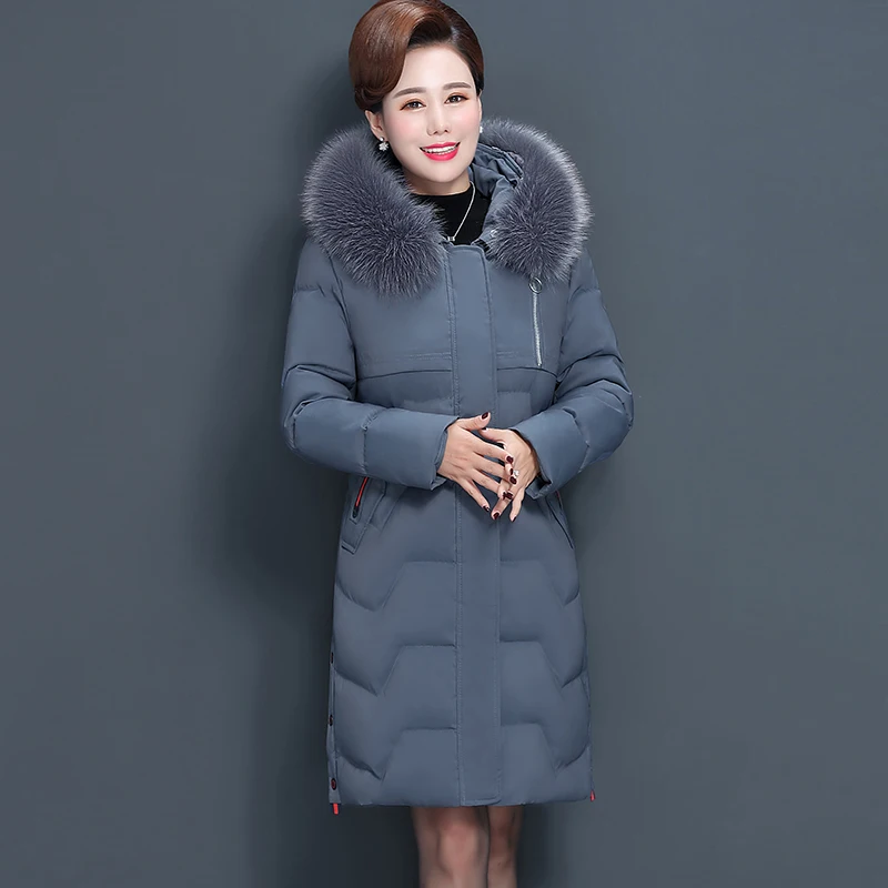 #*Cheap 2019 new Winter Women #039;s Jacket Middle aged Long Cotton Thicken Hooded Fur Collar Cotton Parkas Women #039;s Winter Coat Plus Size 5XL