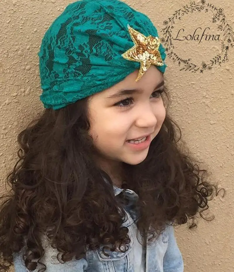 

2020 Newborn Lace Bebes Head Turban Toddler Head Hood Headwrap Kids Cap Baby Girl Bow Shinning Star Hat Infant Hat