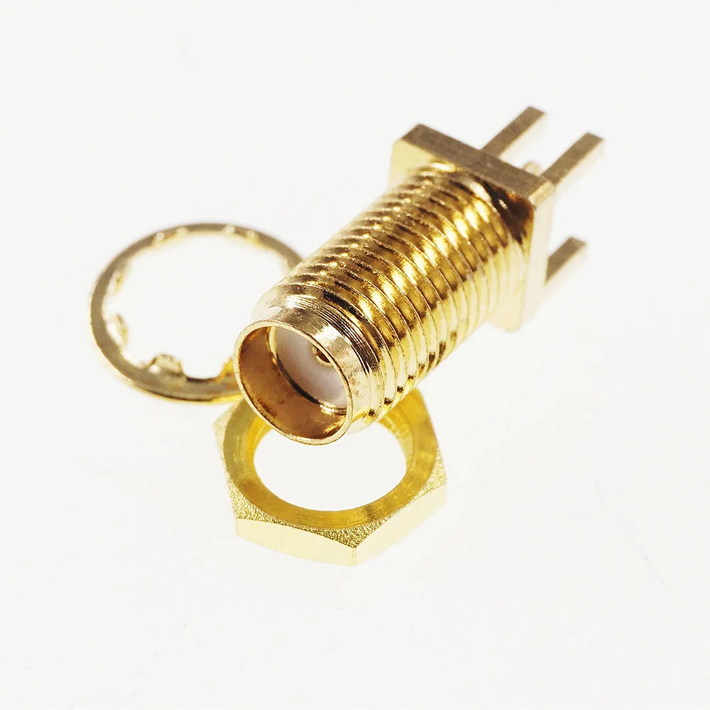 50 pcs Gold Plate SMA Jack Receptacle Female Socket Ohm Board Edge End Launch Solder Tab coaxial RF connector 16.5mm Height |