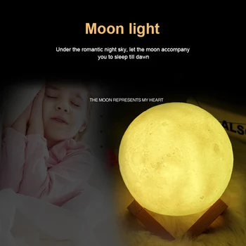 

7-color 3D Print Moon Lamp Colorful Change Touch Usb Led Night Light Home Decoration Creative Christmas Gift Cocina