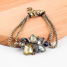 Богемия Винтаж Золото Цвет Кристалл Регулируемый браслет для женщин свадебный подарок ручной работы оптом