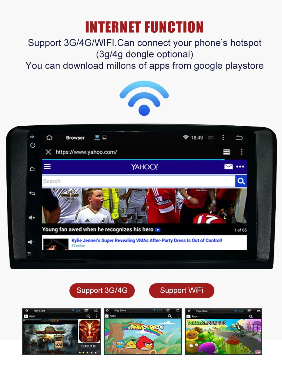 Excellent KANOR 1024*600 IPS Android 9.0 2 Din Car Autoradio For Mercedes Benz W164 ML350 ML450 ML500 ML430 X164 GL320 5
