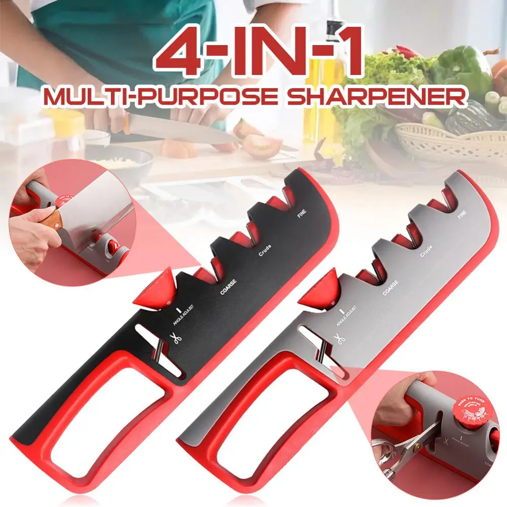 

4-in-1 Multipurpose Kitchen Knife Sharpener Scissors Sharpening Stone Professional Kitchen Grinder Knives Whetstone Sharpener