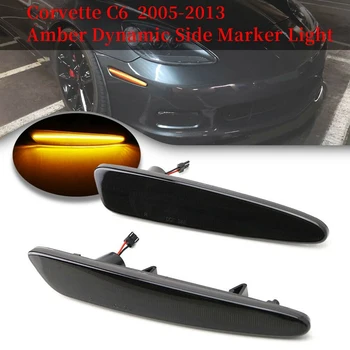 

Smoked Lens Amber LED Dynamic Front Turn Signal Side Marker Lights for Chevy C6 Chevrolet Corvette C6 2005-2013