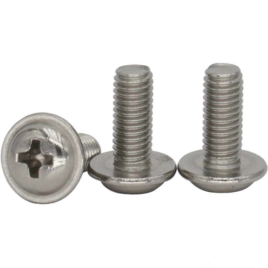 

M2.5 M2.5*5/12/16/20 M2.5x5/12/16/20 304 Stainless Steel DIN967 Cross Phillips Recessed Round Pan Head Screw With Washer Collar