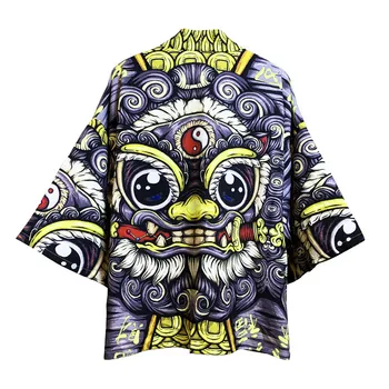 

Japanese Print Men Harajuku Cardigan Kimono Summer Loose Shirt Tops Casual Man Kimonos Coat Yukata Robe