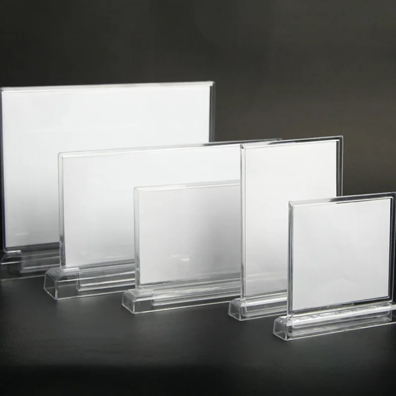 

General Table Card T-Shape Transparent Reception Label Double-Sided Desk Card Billboard Plastic Display Frame 20X10 Table Stand