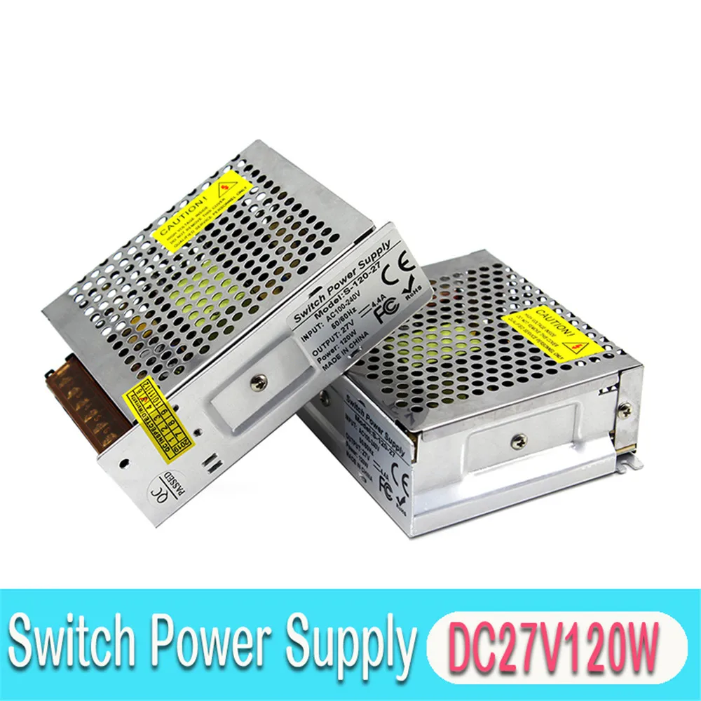 Переменный 27V DC импульсный источник питания 4.4A 120W трансформатор AC100-240V AC-DC 27V SMPS для мотора оборудования связи
