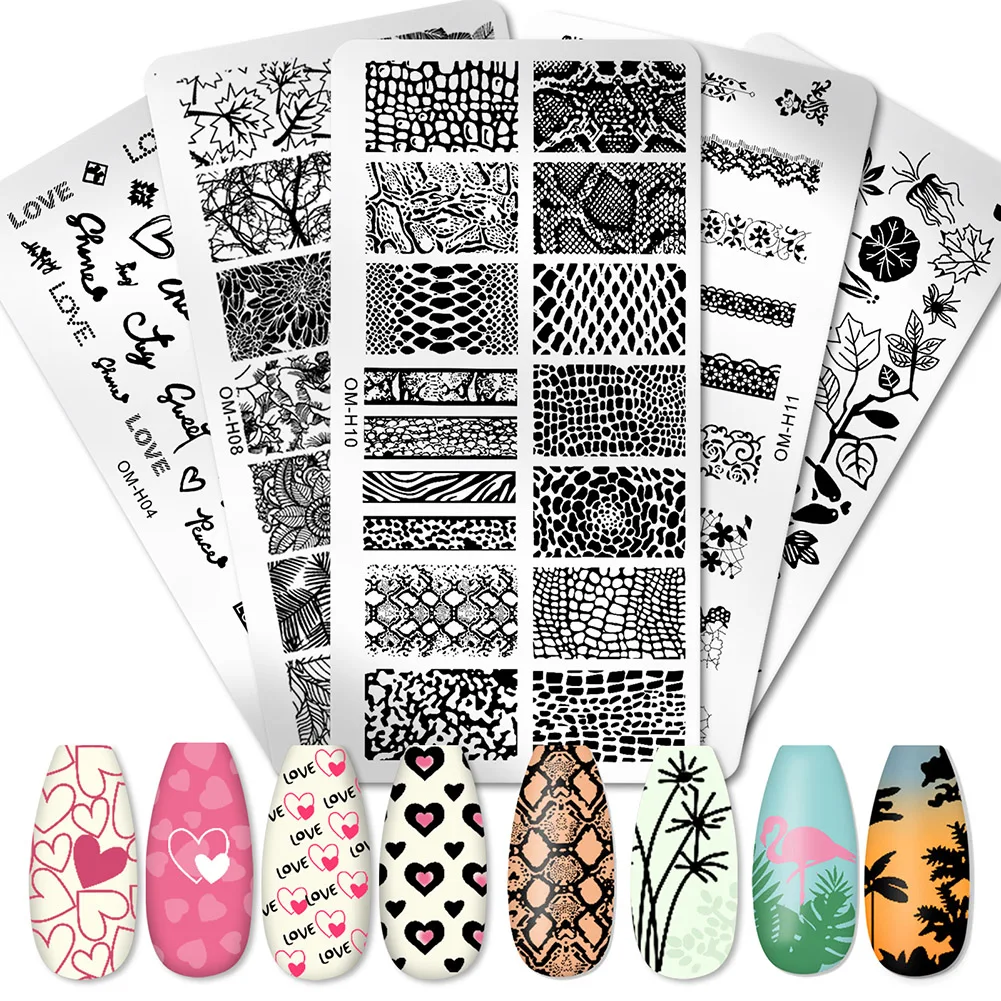 Nail Stickers Art Stamping Template Butterfly Leaves Floral Heart Stamp Plate Stencil Reusable Metal Manicure Nail Accessories