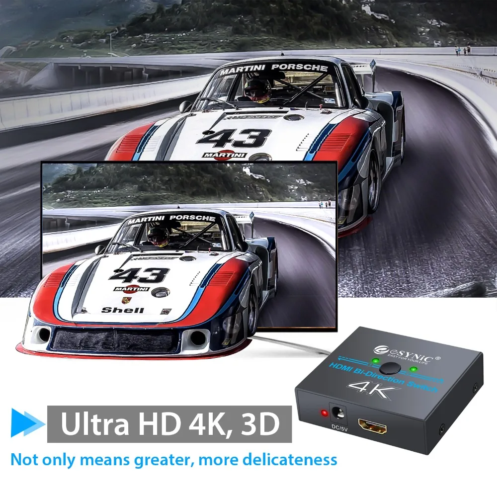 Proster 3D HDMI разделитель двунаправленный переключатель поддерживает 4K Ultra HD коммутатор DAC 2 входа в 1 выход dac