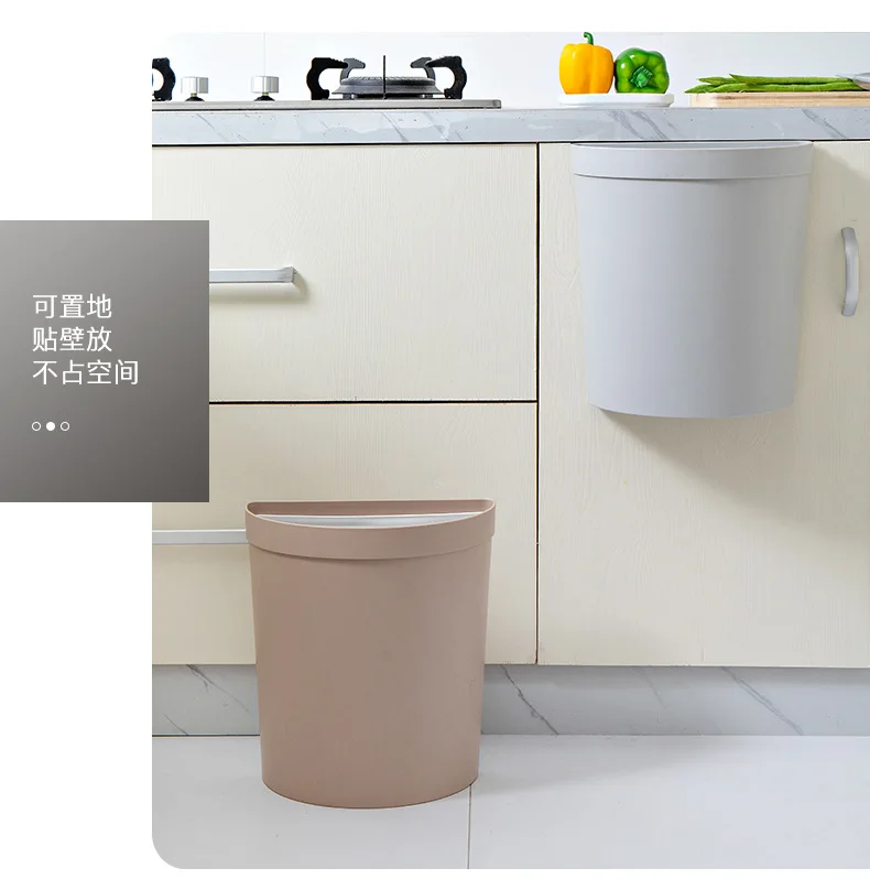 Wall-Mounted Plastic Garbage Can Household Fashion Creative Kitchen Living Room Bathroom Toilet Semi-Circular PS Bucket Consignm