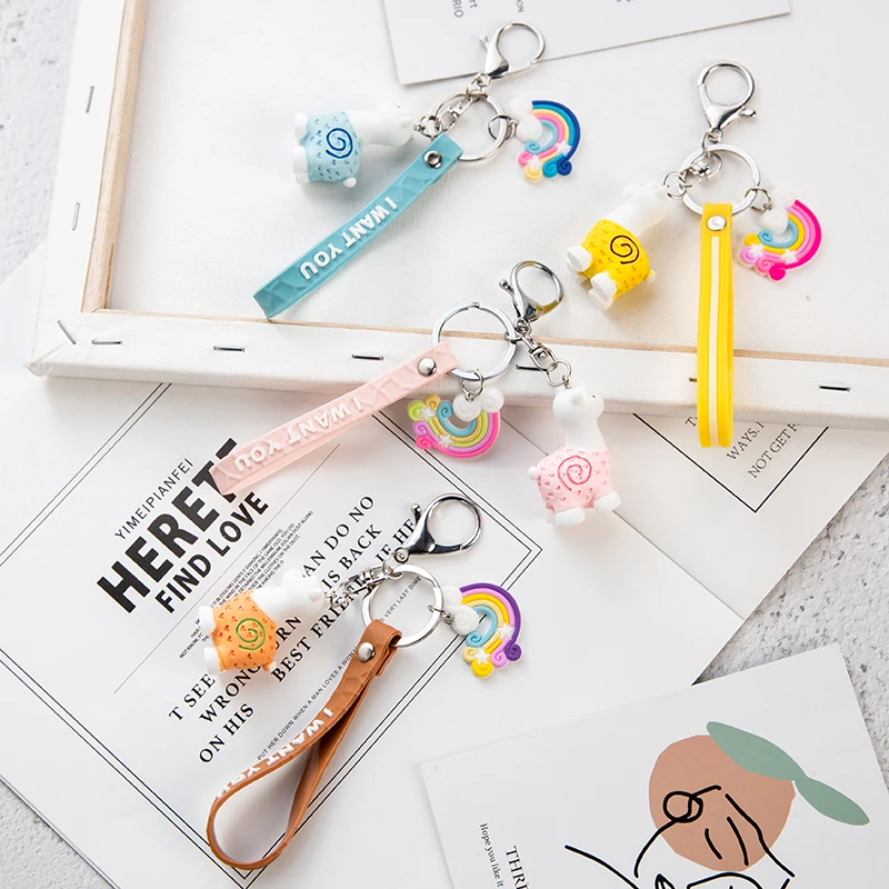 Creative Animal Key Chain Cute Alpaca Doll Keychain for Women Car Ring Bag Pendant Jewelry Gifts Wholesale | Украшения и