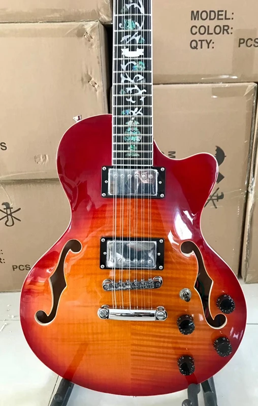 

flame maple top professional 12 string electric guitar