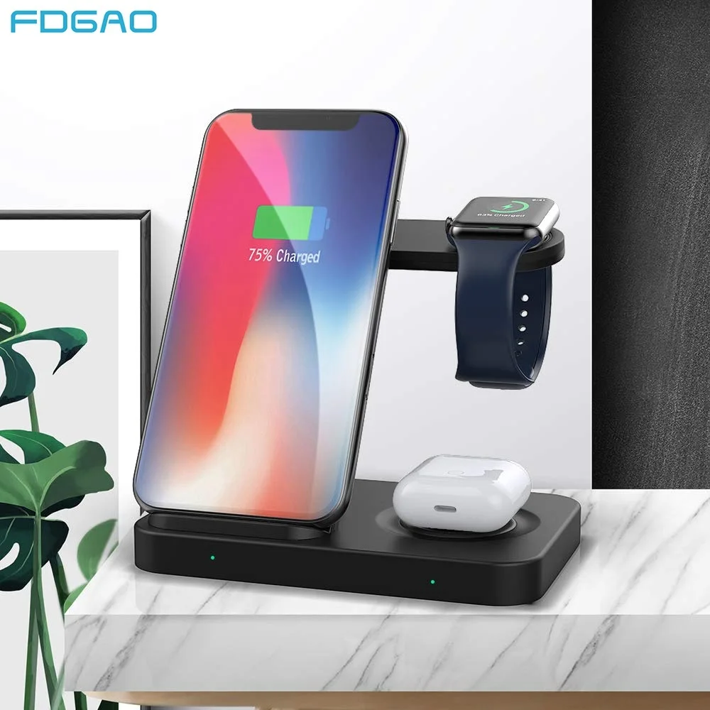 10W Qi Wireless Charger Stand For iphone 11 Pro Samsung S10 Fast Charging Station For Apple Watch A