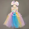 Ice Cream Applique Girls Tutu Dress with Bow Pom-pom Design Kids Sweet Birthday Party Holiday Tulle Dress Children Food Costume (2)