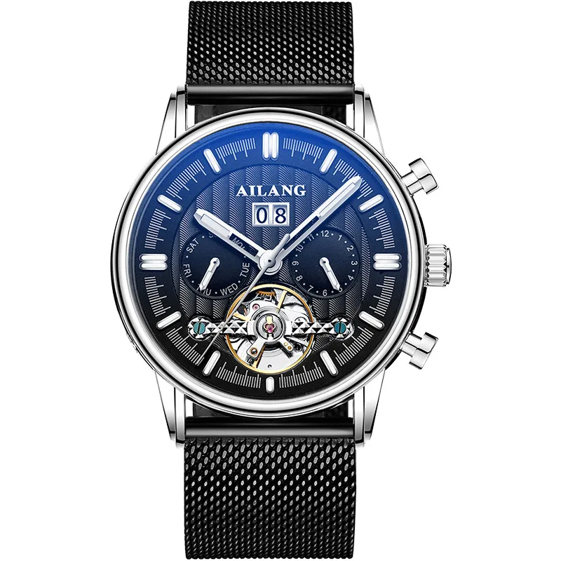 Топ люксовый бренд Tourbillon Мужские автоматические механические часы кожаные мужские s часы спортивные военные часы водонепроницаемые мужские часы - Цвет: Color 11